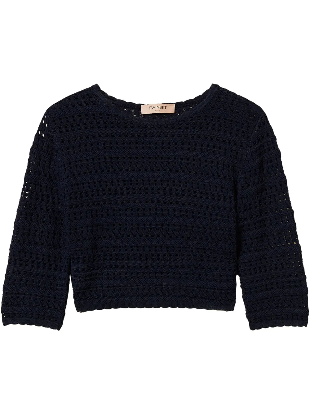 Cropped Open-Knit Jumper
