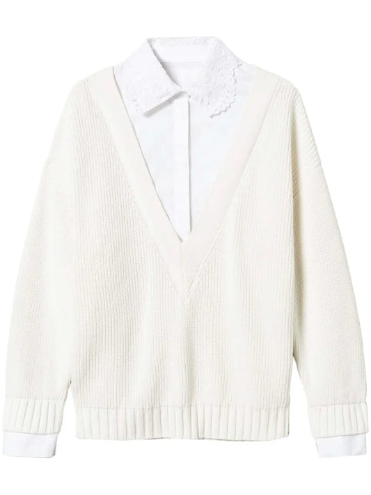 Shirt-Detail Sweater