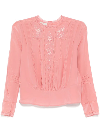 Chiffon-Embroidered Top