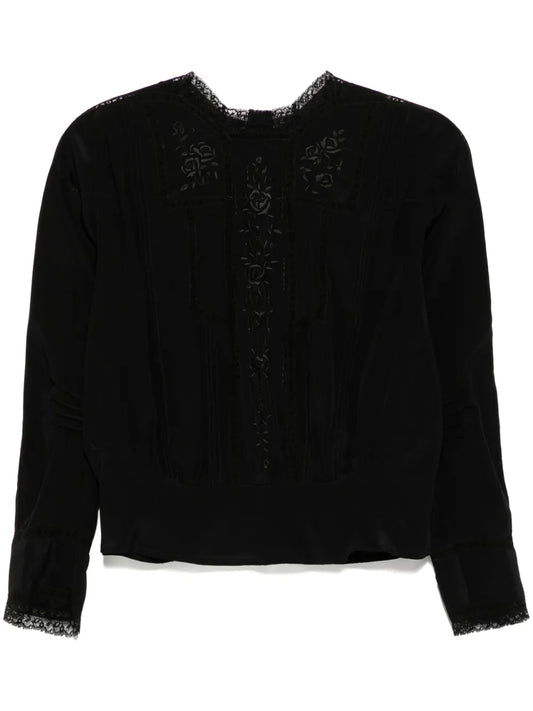 Chiffon-Embroidered Top
