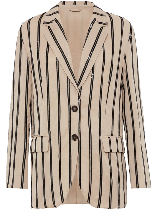 Sequinned Striped Blazer