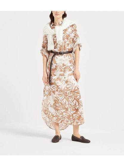 Herbarium-Print Shirt Dress