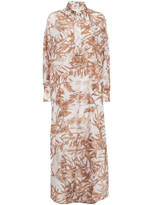 Herbarium-Print Shirt Dress