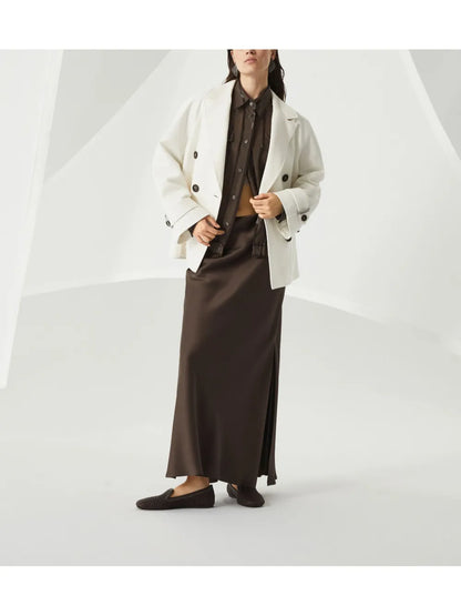 Monili Bead-Embellished Peacoat