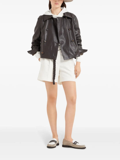 Monili-Detail Layered Hoodie