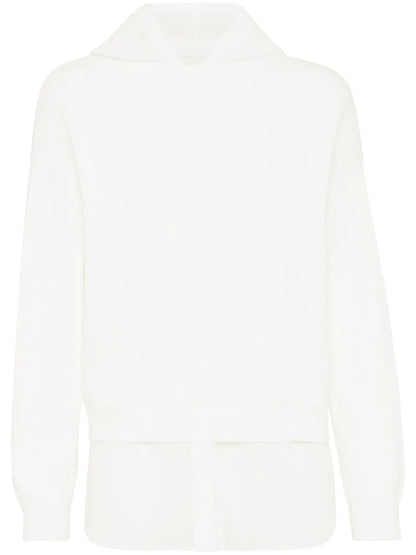Monili-Detail Layered Hoodie