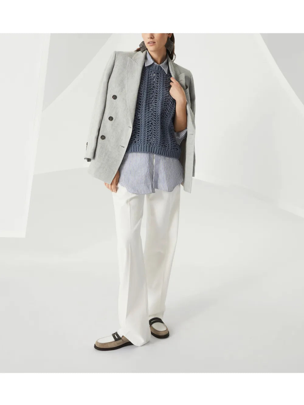 Monili-Trim Long Shirt