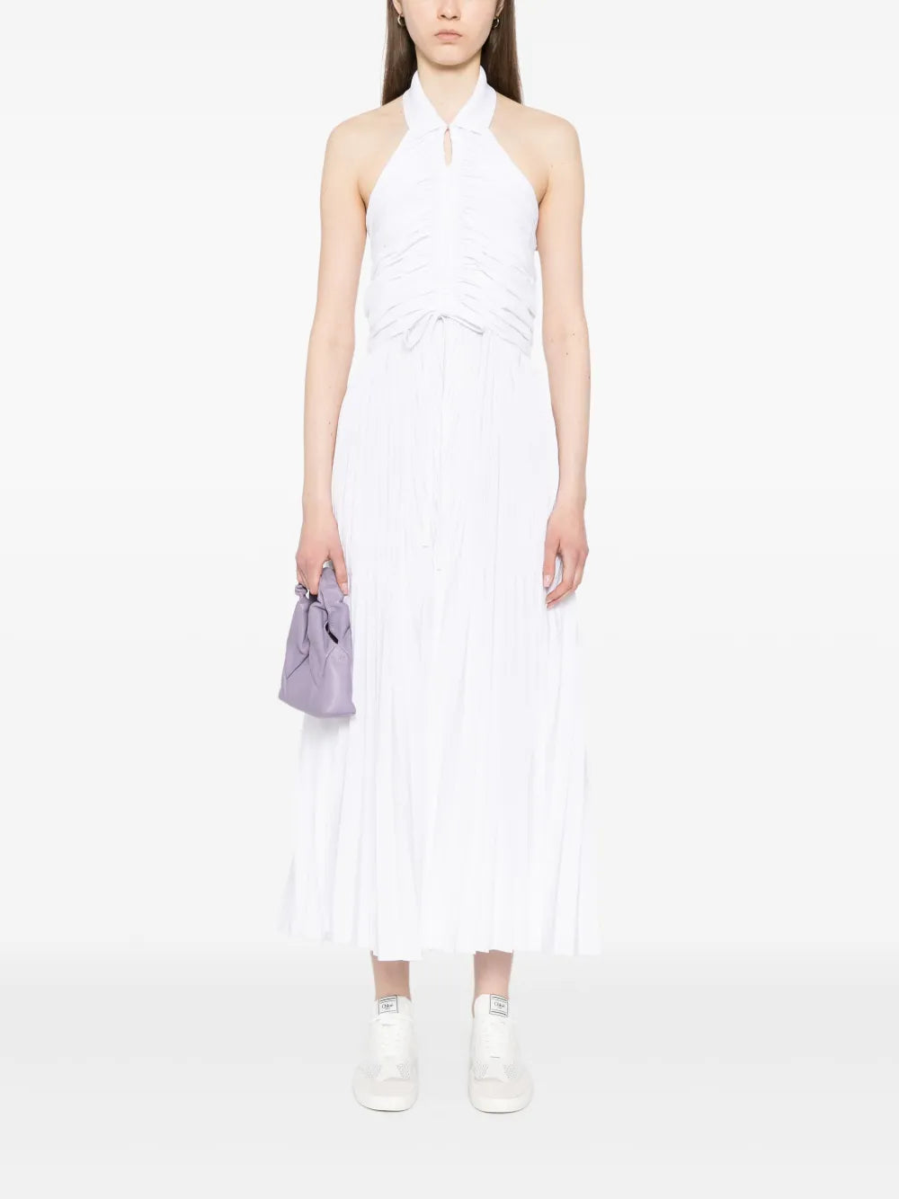 Pleated Sleeveless Polo Dress