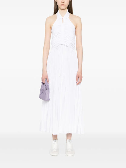 Pleated Sleeveless Polo Dress