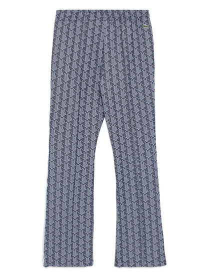Monogram Print Flared Trousers