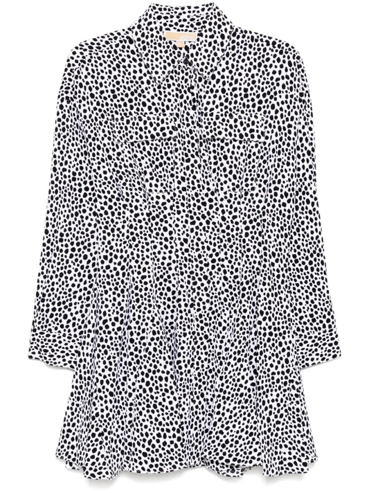 Printed Pleated Shirt Dress