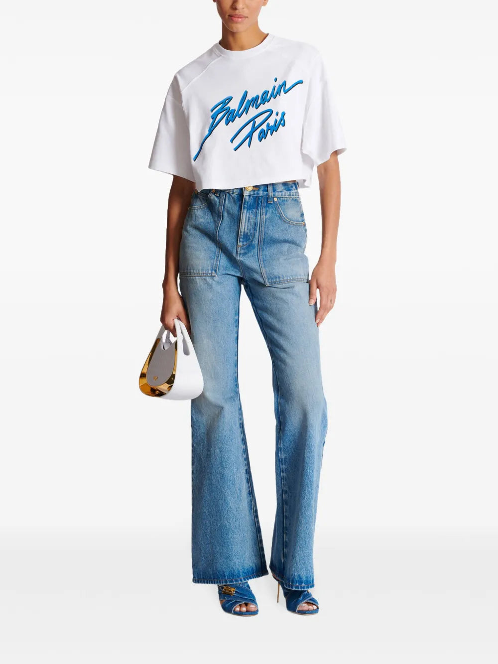 Logo-Flocked Cropped T-Shirt