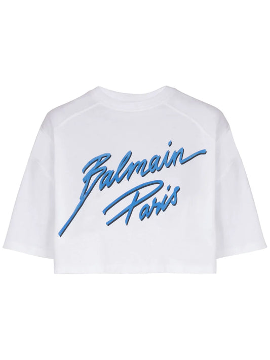 Logo-Flocked Cropped T-Shirt