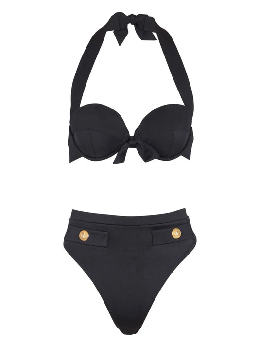 Embossed-Buttons Bikini