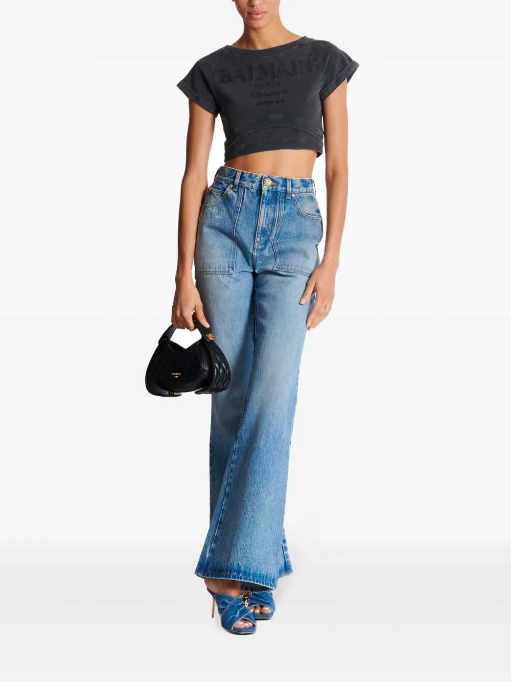 Couture-Embroidered Cropped T-Shirt