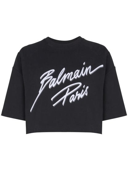 Logo-Flocked Cropped T-Shirt
