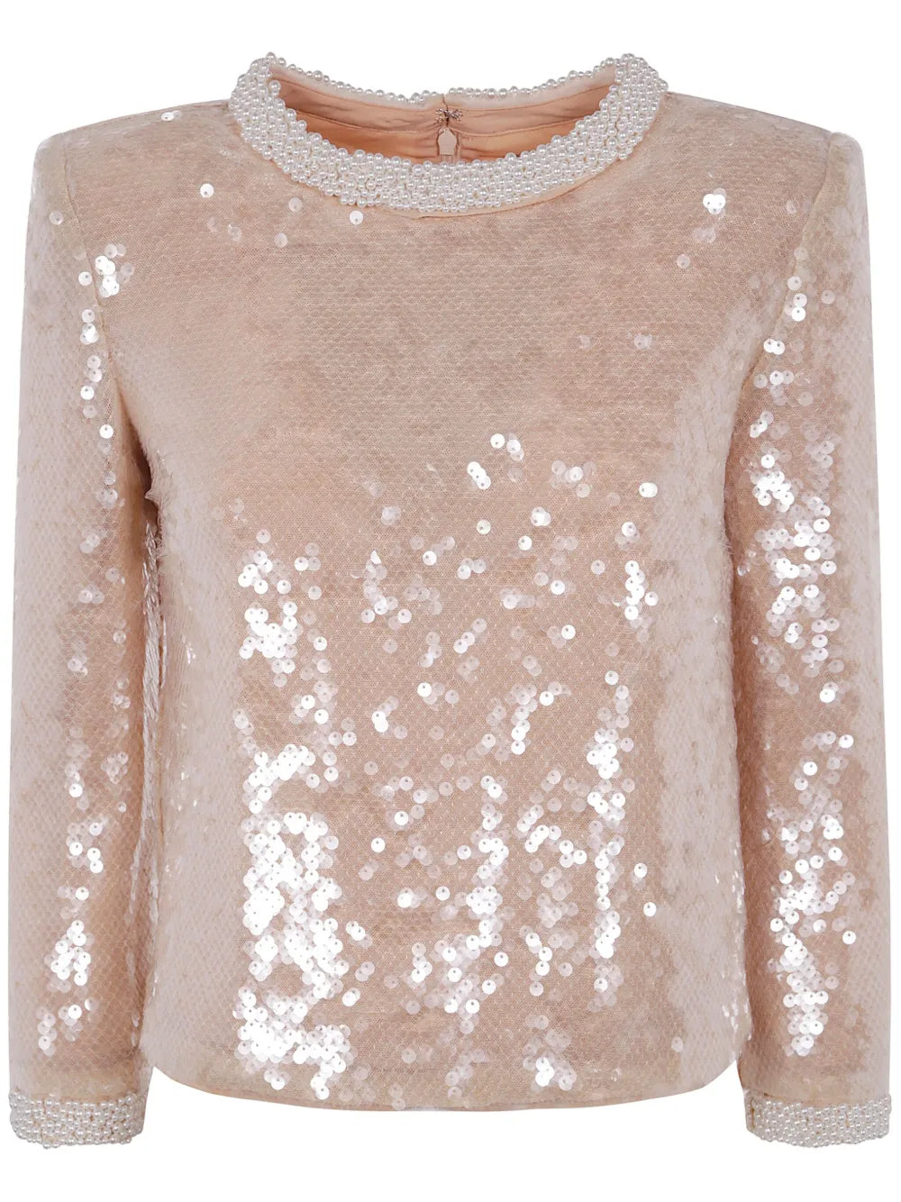 Pearl Trim Sequin Top