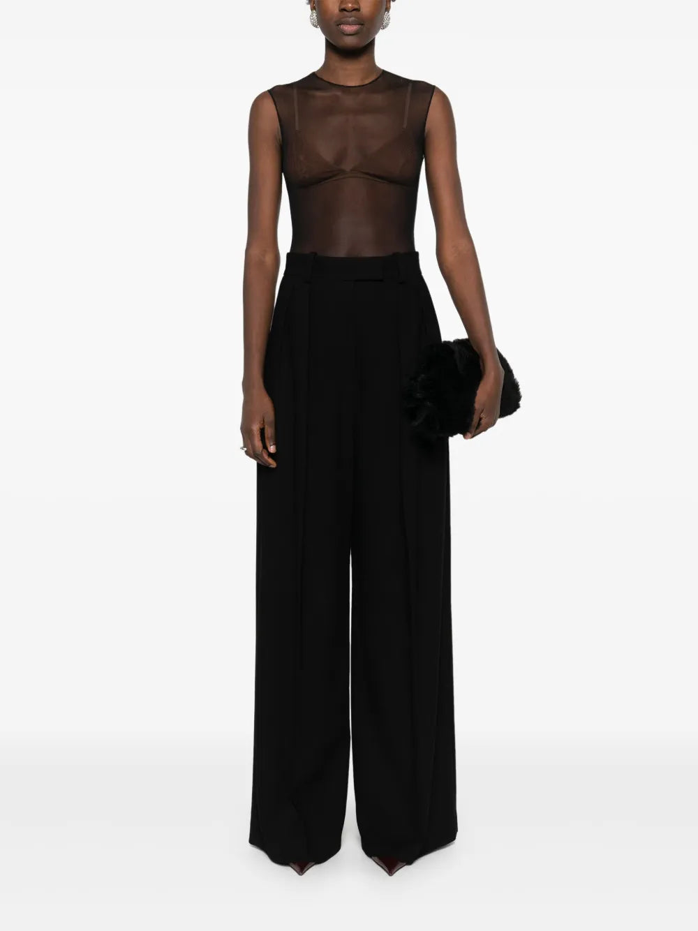Crew-Neck Mesh Bodysuit