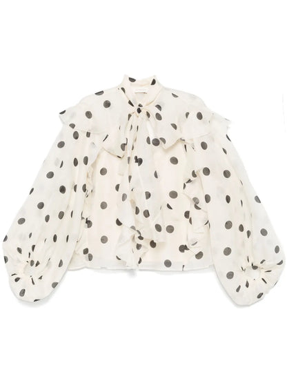 Crush Tie Neck Ruffle Shirt