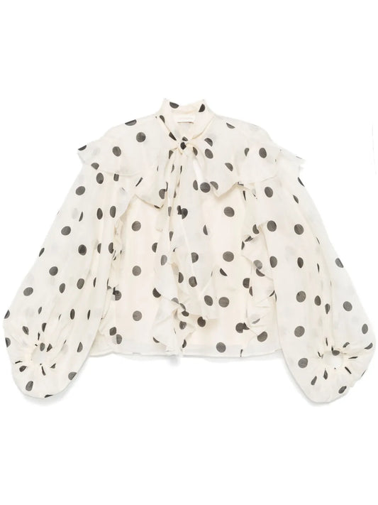 Crush Tie Neck Ruffle Shirt