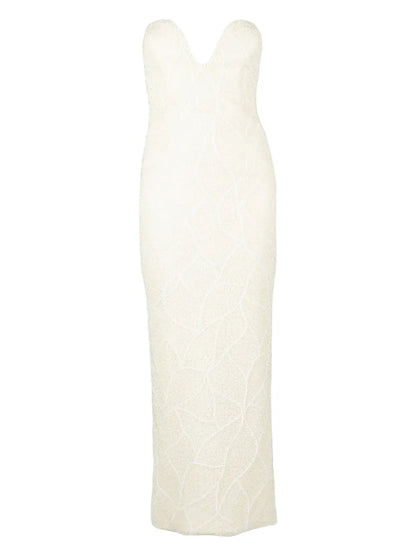 Faux-Pearl Embellished Maxi Dress