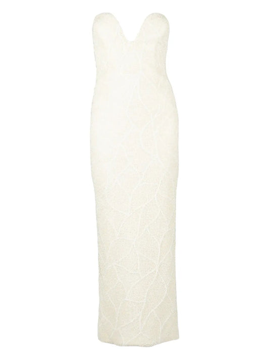 Faux-Pearl Embellished Maxi Dress