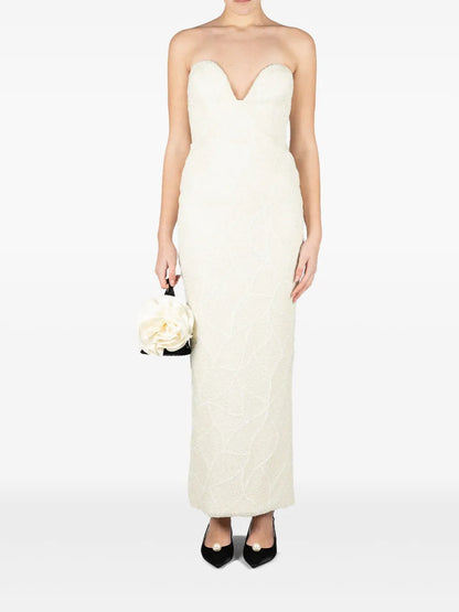 Faux-Pearl Embellished Maxi Dress