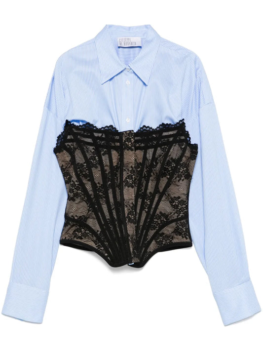 Layered-Design Striped Shirt
