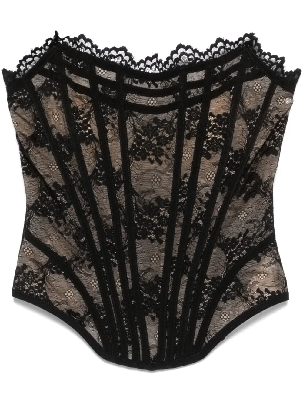 Lace-Appliqué Corset Top
