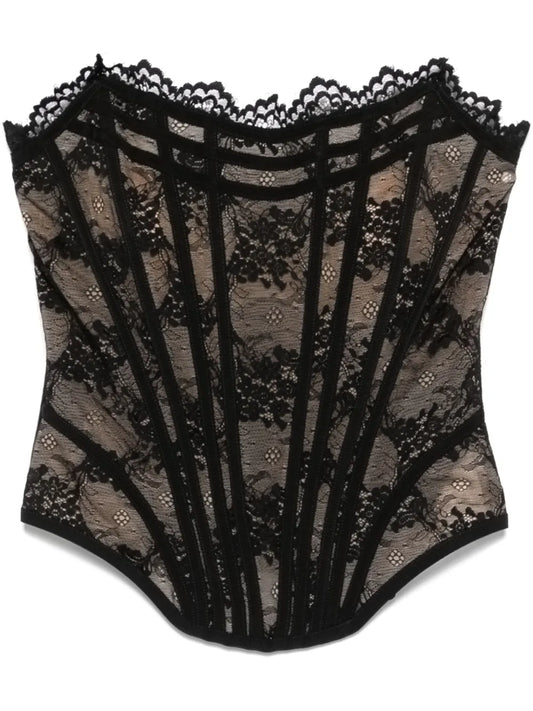 Lace-Appliqué Corset Top
