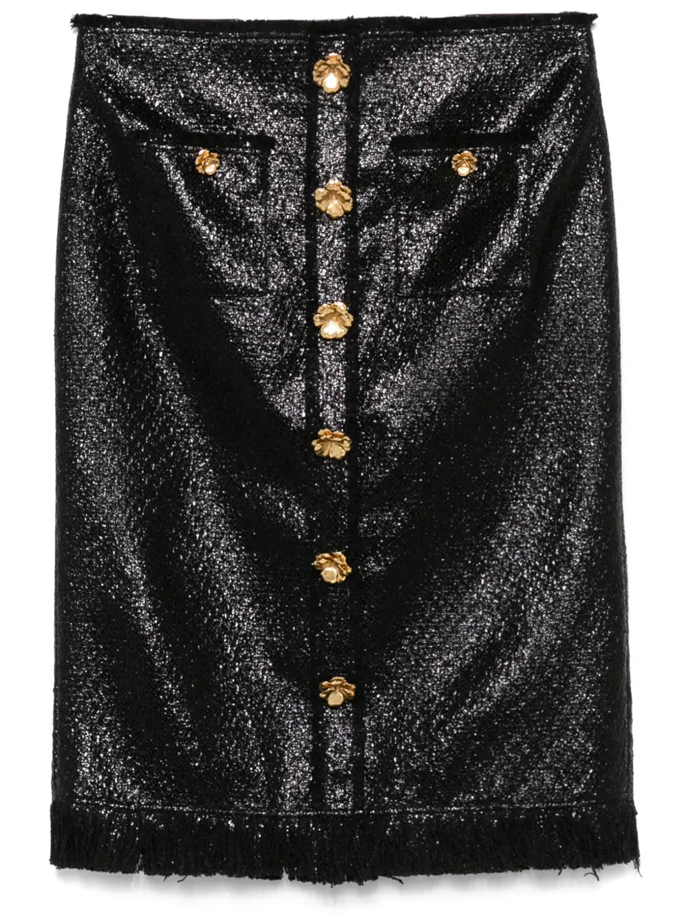 Button-Flower Detailed Mini Skirt