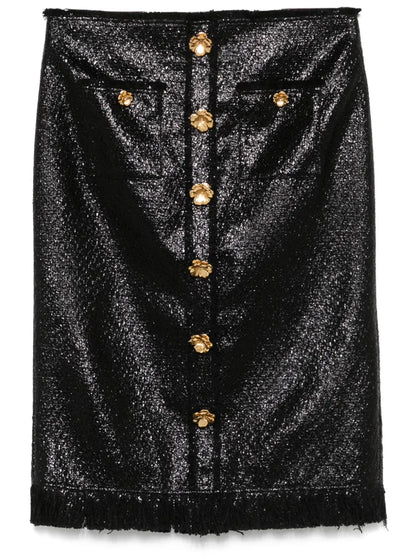 Button-Flower Detailed Mini Skirt
