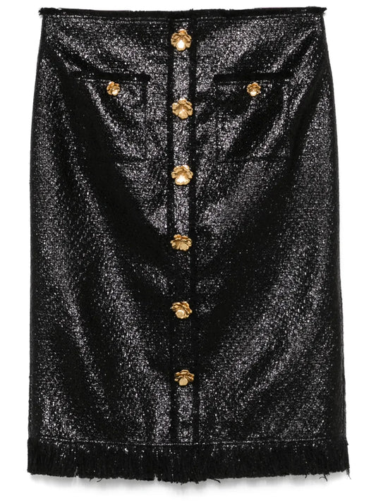 Button-Flower Detailed Mini Skirt