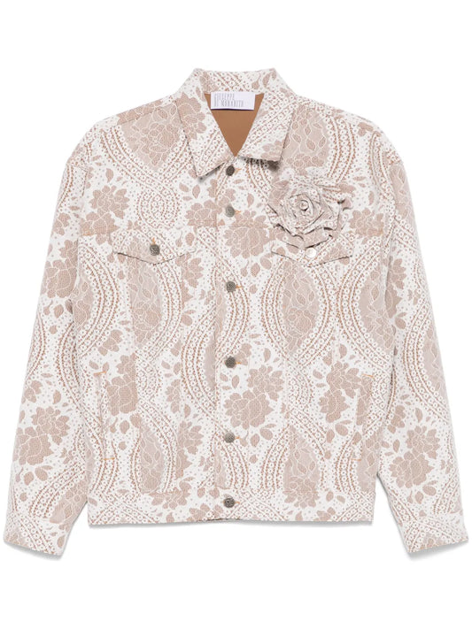 Lace-Effect Denim Jacket