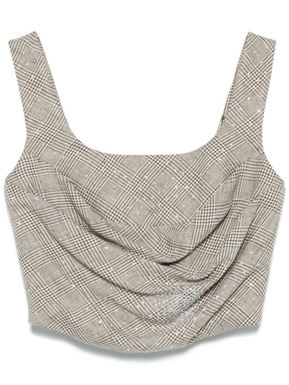 Check-Pattern Corset Top