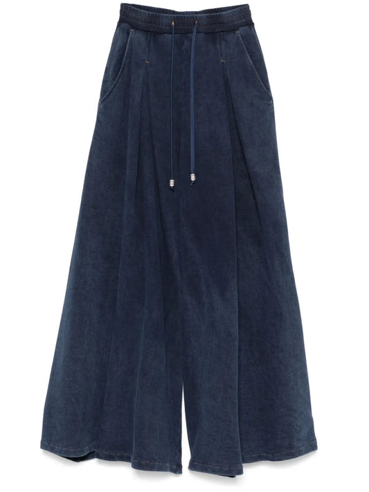 Washed-Effect Cotton Trousers