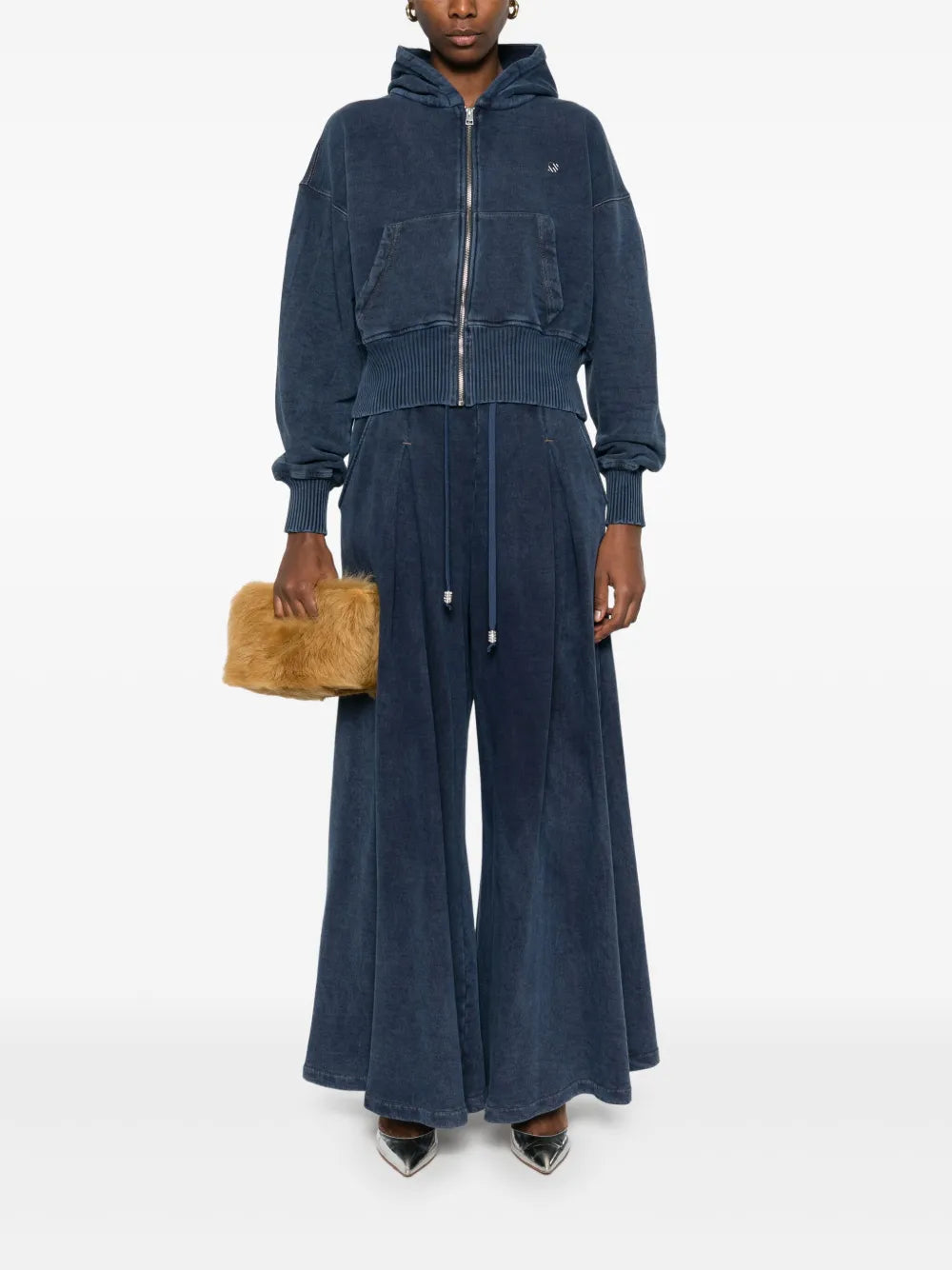 Washed-Effect Cotton Trousers