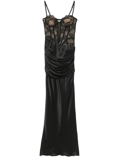 Lace-Panel Satin Gown
