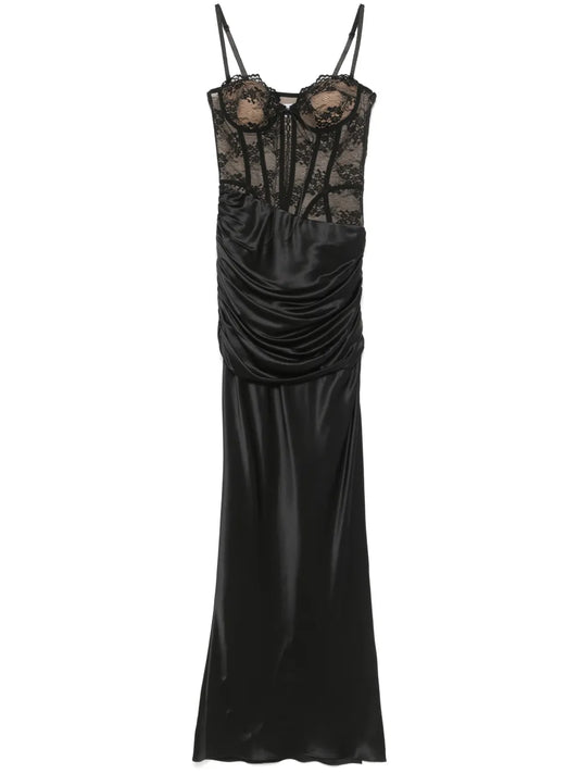 Lace-Panel Satin Gown