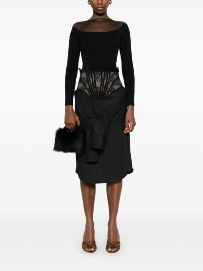 Corset-Detail Midi Skirt