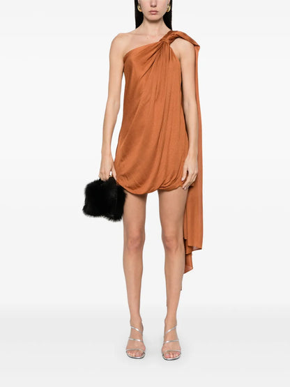 Draped-Panel Mini Dress