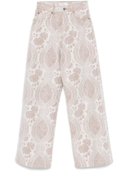 Lace-Effect Jeans