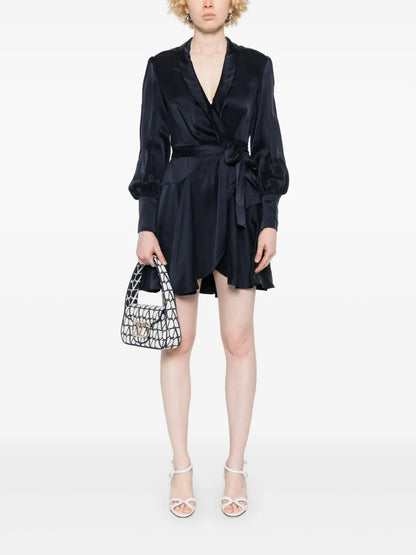 Silk Wrap Mini Dress