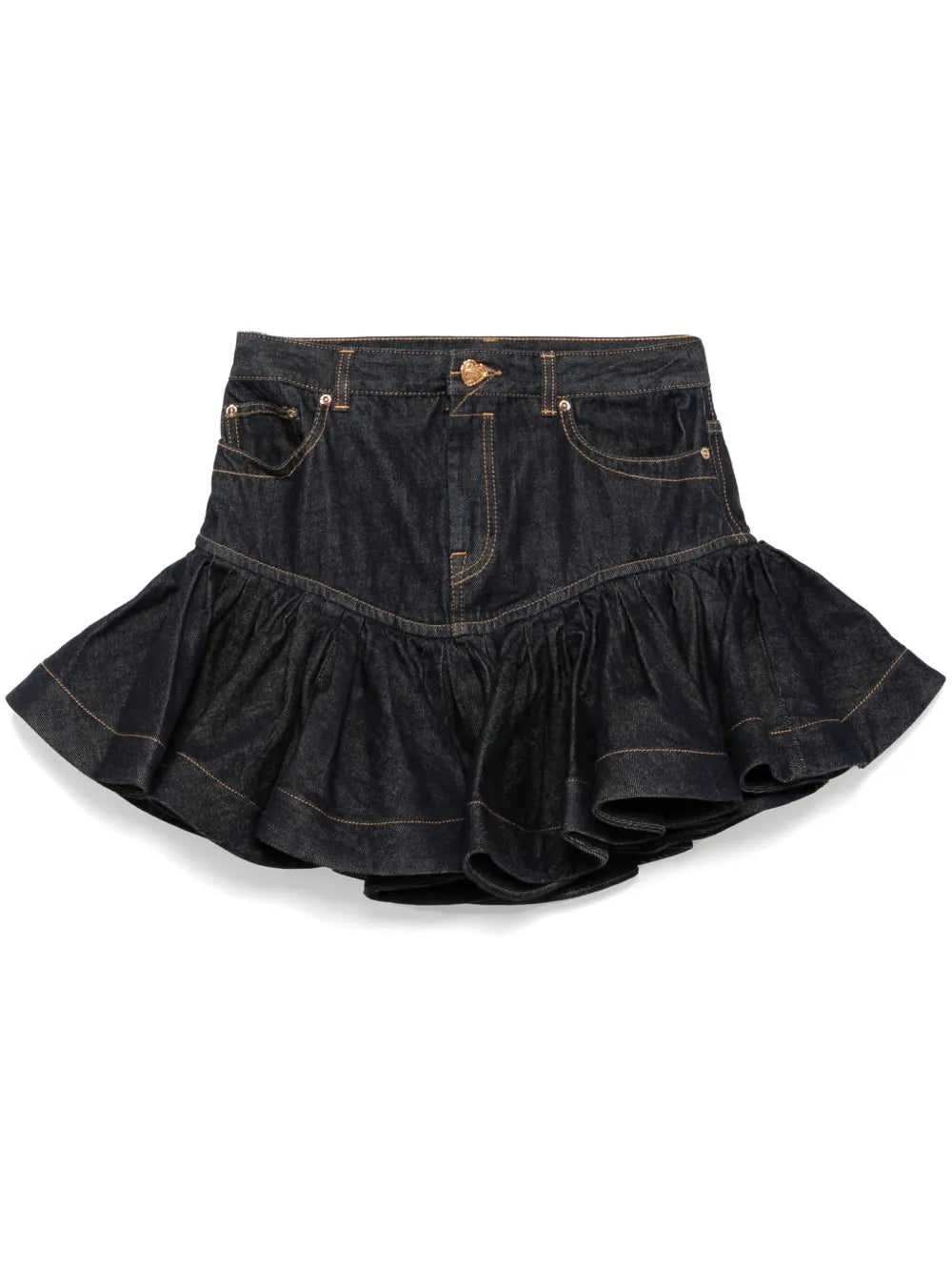 Crush Denim Frill Mini Skirt