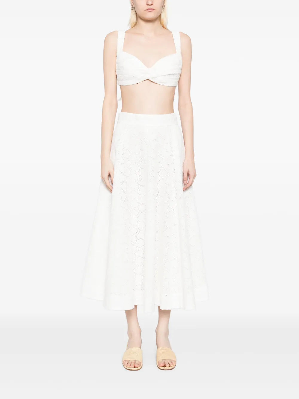 Crush Embroidered Midi Skirt