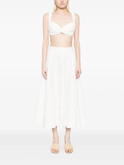 Crush Embroidered Midi Skirt