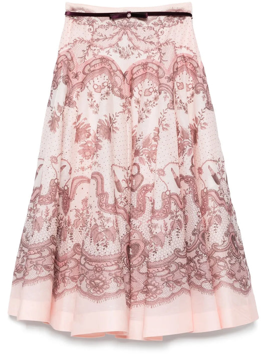 Crush Flared Midi Skirt