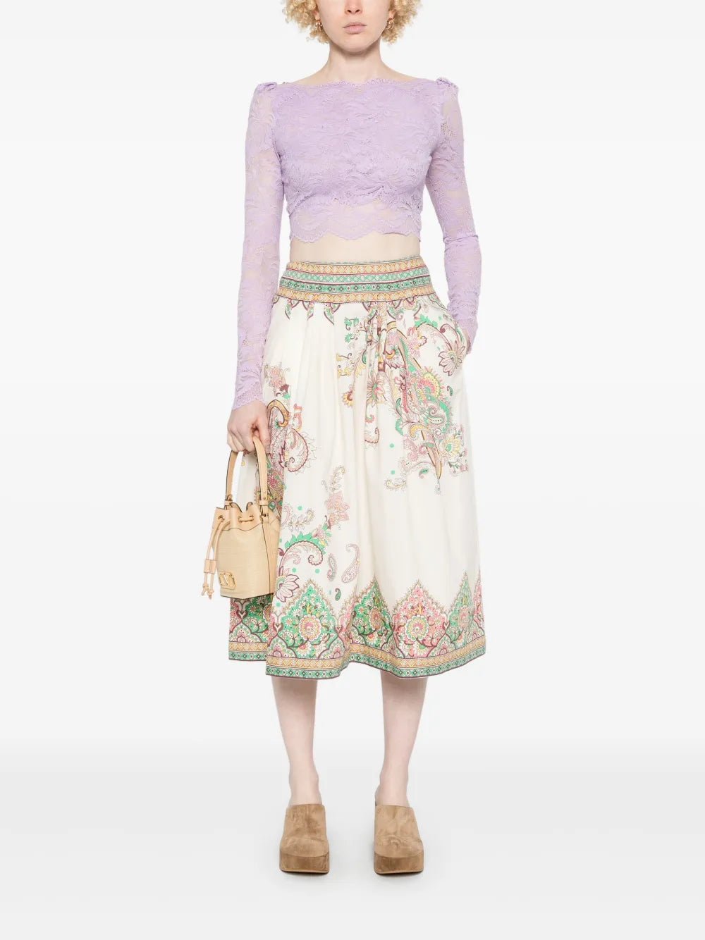 Printed Cotton Midi Skirt