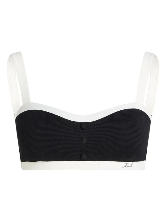 Contrasting-Trim Bikini Top