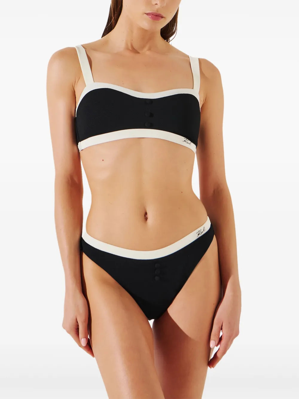 Contrasting-Trim Bikini Top